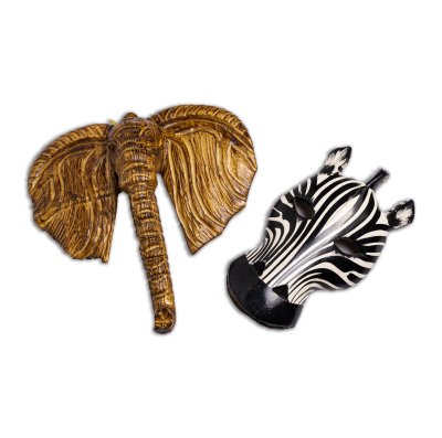 Elephant and Zebra Wall Bust (Set)