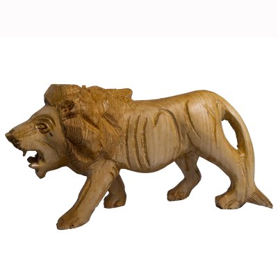 Hand-carved wooden lion figurine(Statue)