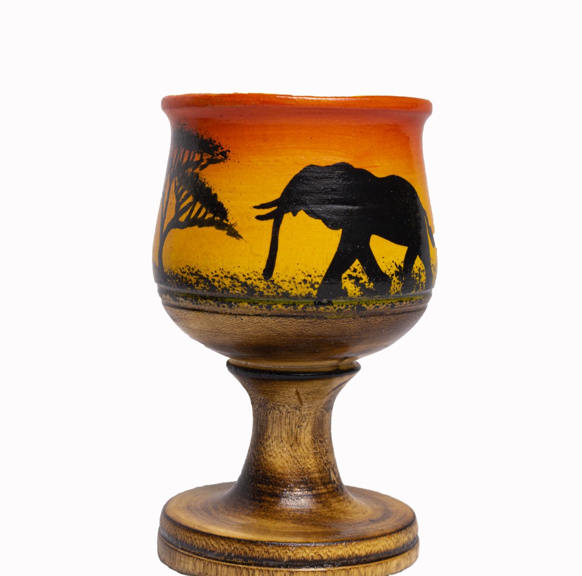 Hand-Painted African Wooden Goblet