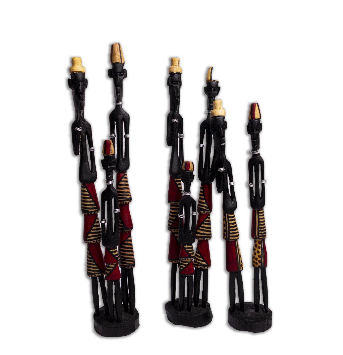 Maasai Inspired Beaded Carvings (Set of 3)