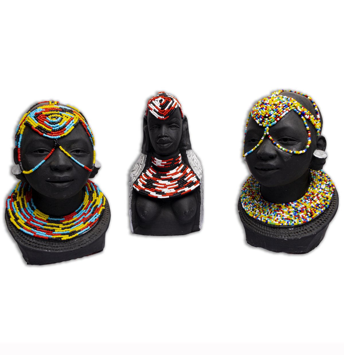 Maasai Mahogany Family Statue Set 