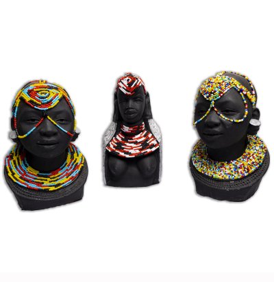 Maasai Mahogany Family Statue Set 