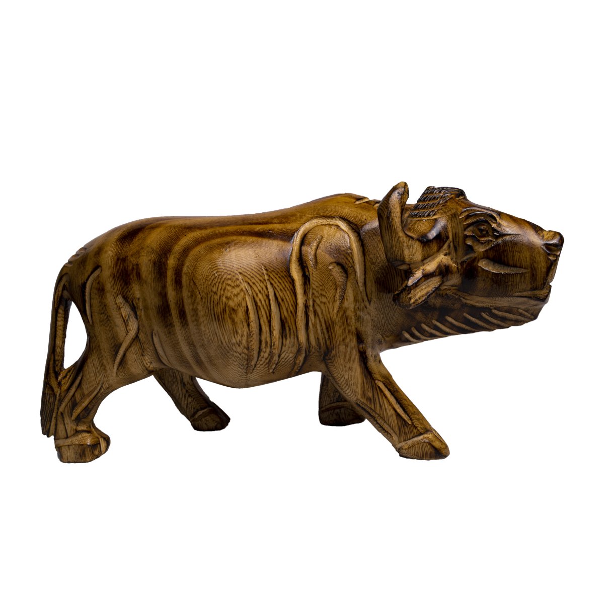 Wooden Water Buffalo Sculpture